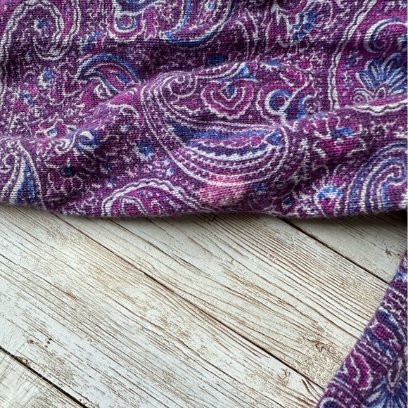 L.L. Bean Supima Cotton Button Front Sweater Cardigan | Small | Purple Paisley - Picture 5 of 11